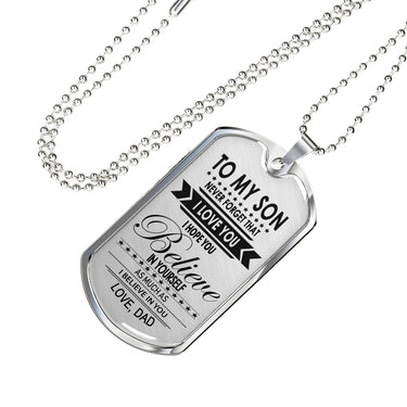 Amazing To My Son Necklace Dog Tag From Papa Christmas Gifts, Birthday Gift Idea